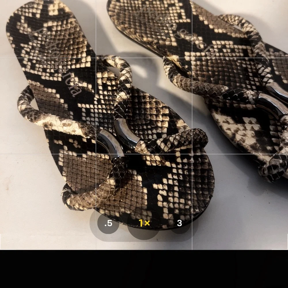 Pedro Garcia Snake-Print Tan and Black Slide Sandals